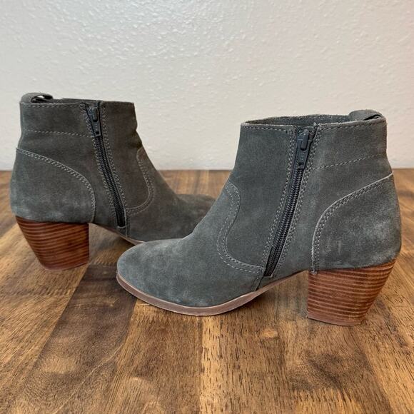 Diba Women’s Sophia Suede Leather Heeled Ankle Bootie Boot Green-Gray Size 7.5 - Picture 7 of 11